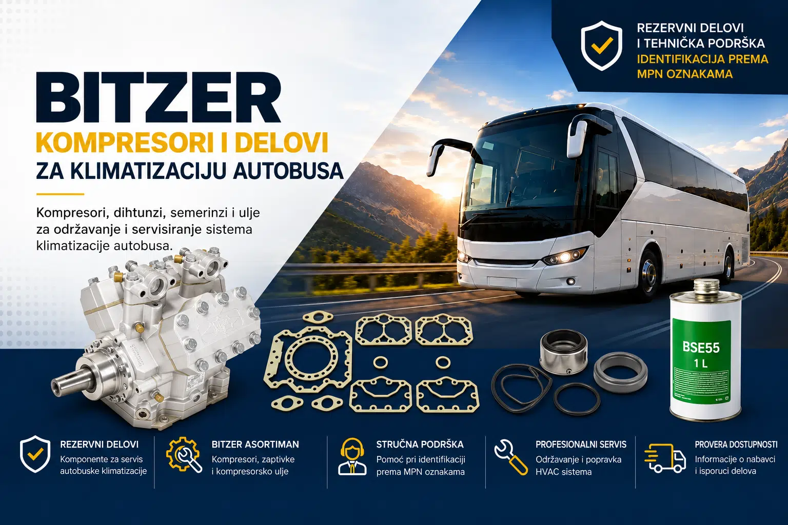 Originalni Bitzer rezervni delovi | Klimatronik centar Bitzer kompresori i delovi za klimatizaciju autobusa | Klimatronik centar