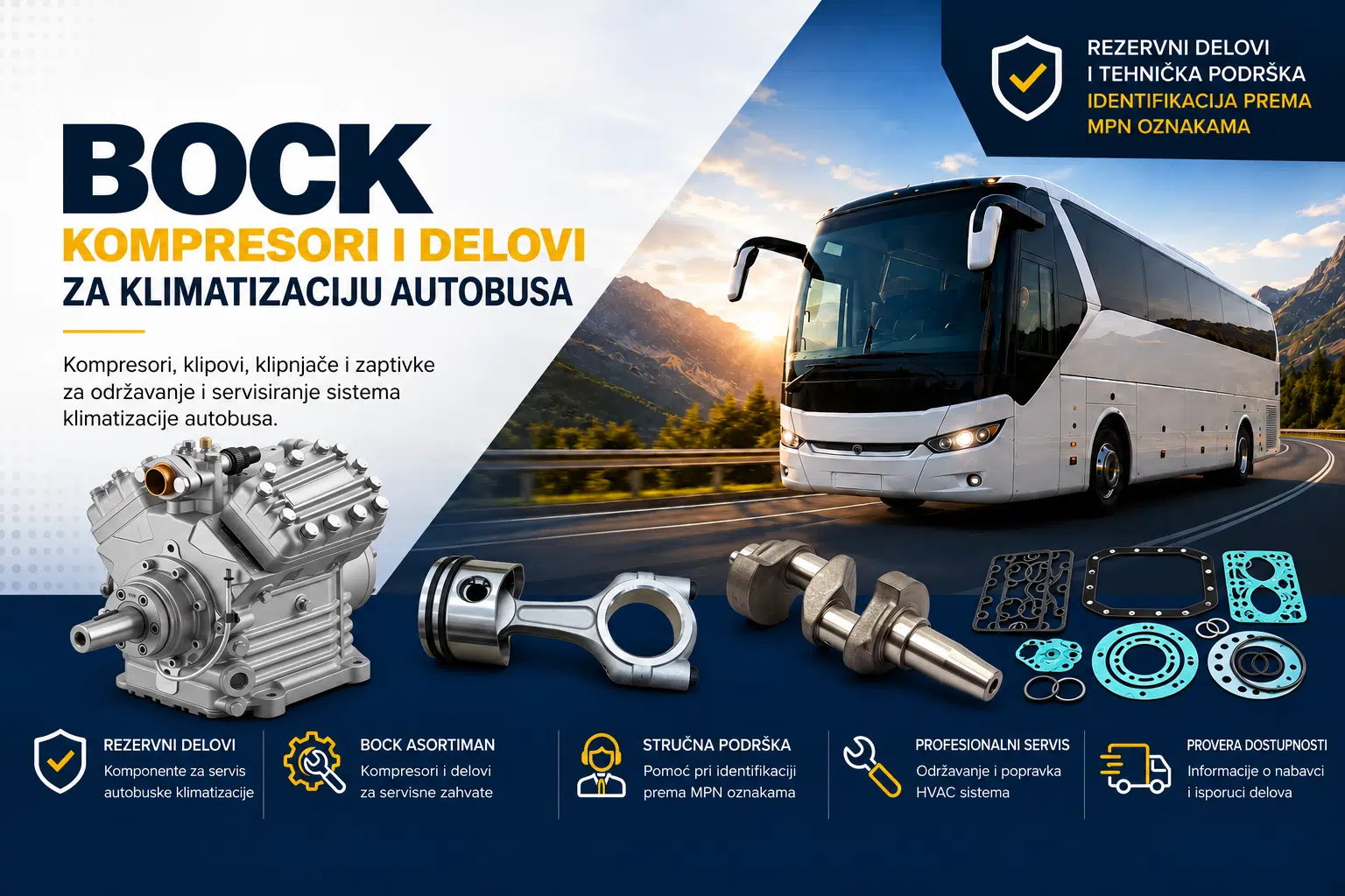 Originalni Bock rezervni delovi | Klimatronik centar Bock kompresori i delovi za klimatizaciju autobusa | Klimatronik centar