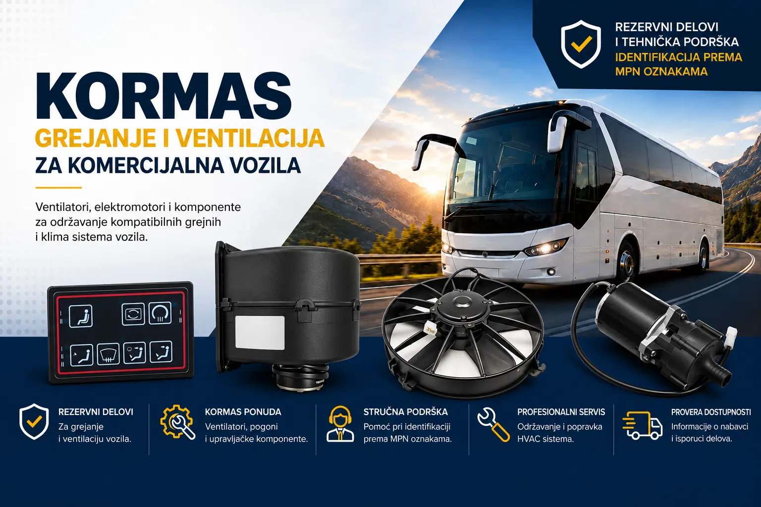 Kormas grejanje i ventilacija za komercijalna vozila – originalni rezervni delovi | Klimatronik centar