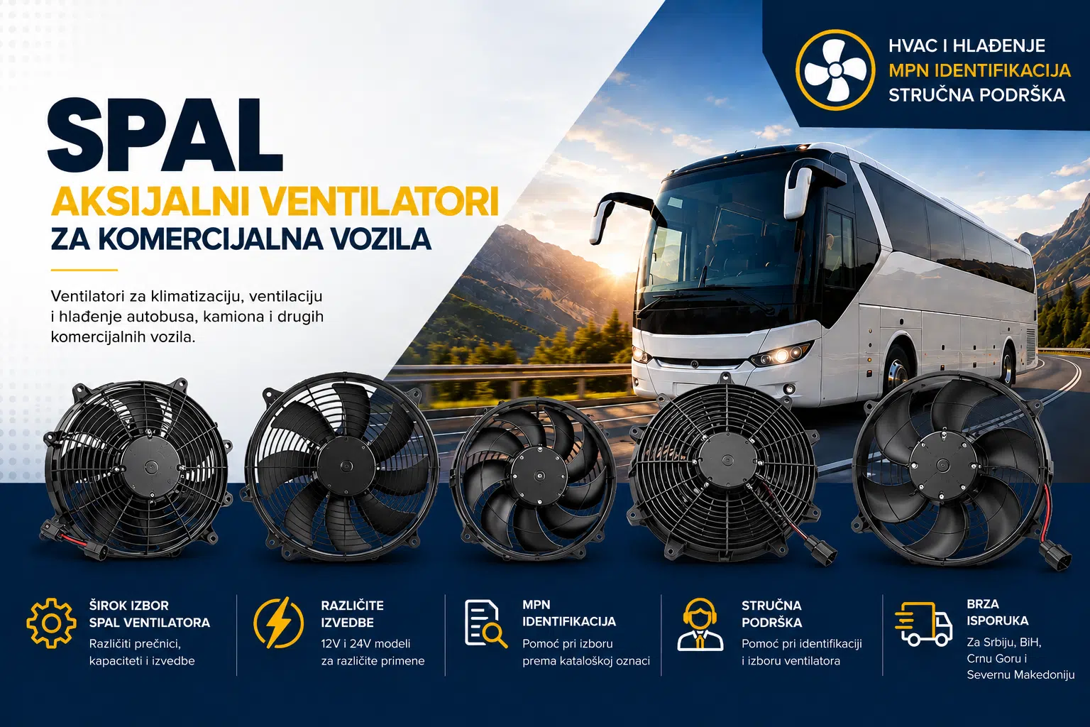 Originalni Spal rezervni delovi | Klimatronik centar Spal aksijalni ventilatori za komercijalna vozila | Klimatronik centar