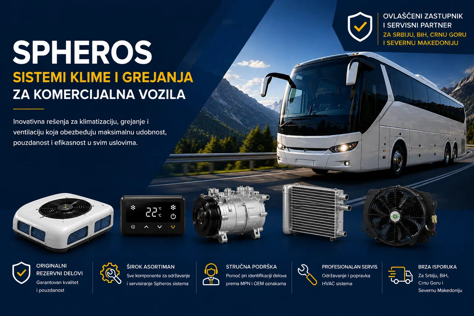 Originalni Spheros rezervni delovi | Klimatronik centar Spheros HVAC sistemi i originalni rezervni delovi za autobuse i komercijalna vozila | Klimatronik centar